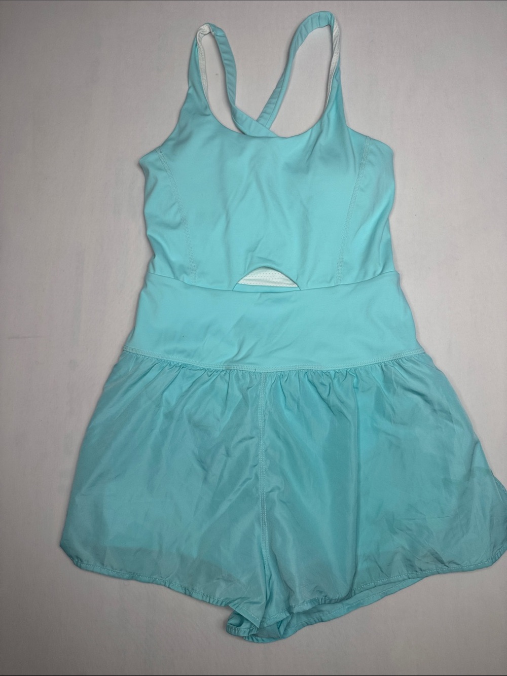 Light Aqua Blue Active Skort Romper